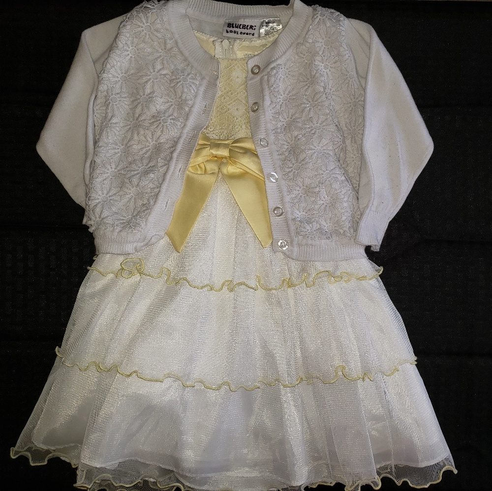 Fancy White and Yellow Dress & sweater